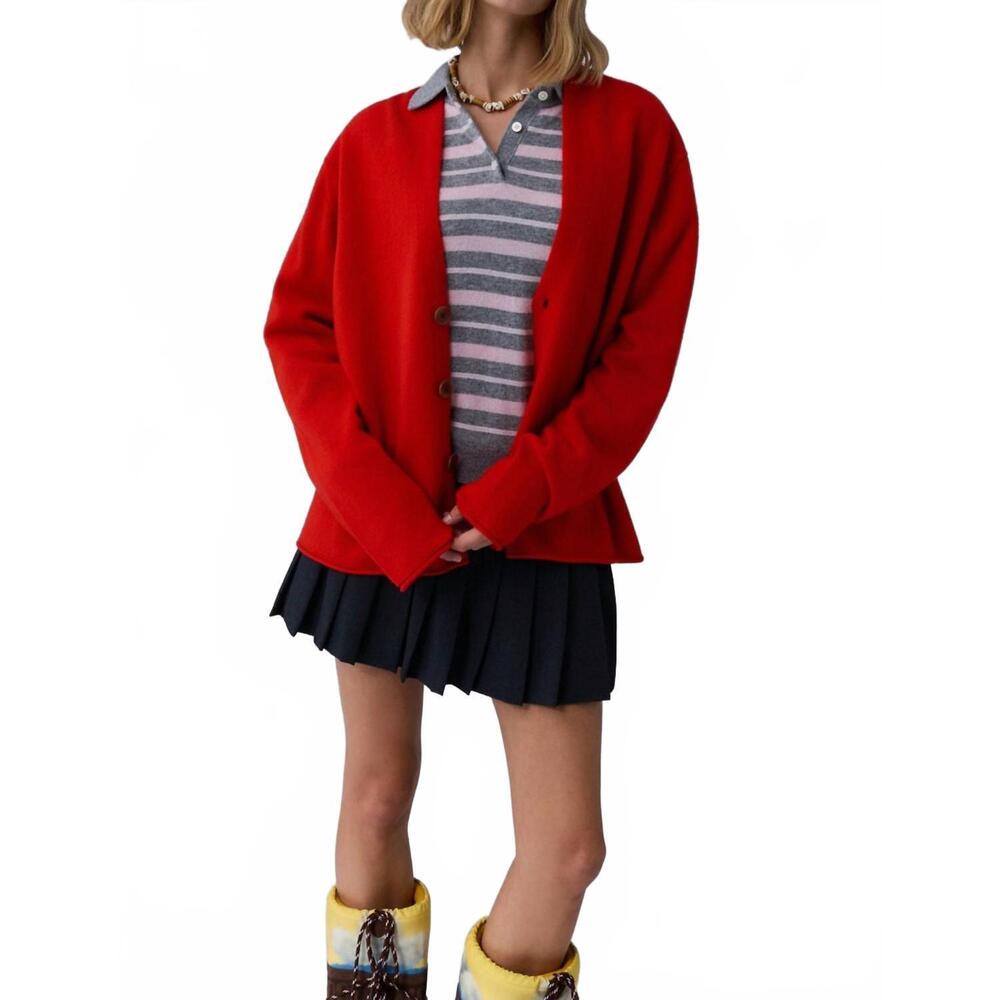 NEW GUEST IN RESIDENCE everywear v-neck cardigan in chili